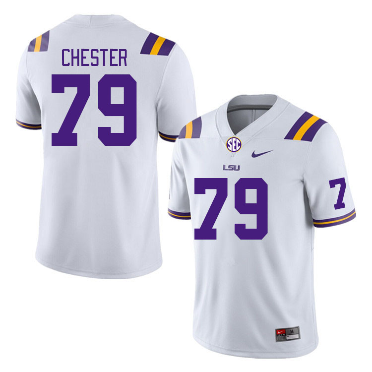 Men #79 DJ Chester LSU Tigers College Football Jerseys Stitched Sale-White